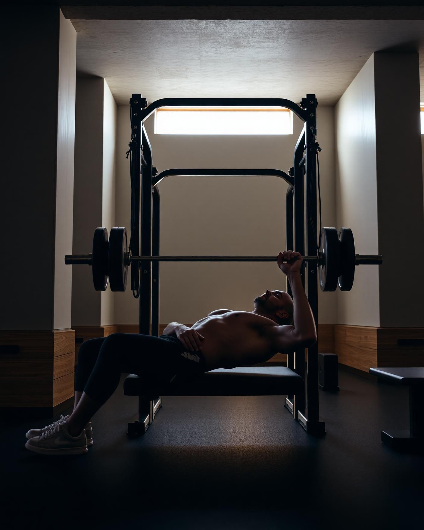 Athlete resting between strength sets in a premium minimalist gym